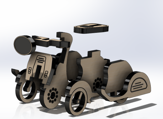 CNC激光切割机和3D打印摩托车模型套件 3D打印模型缩略图